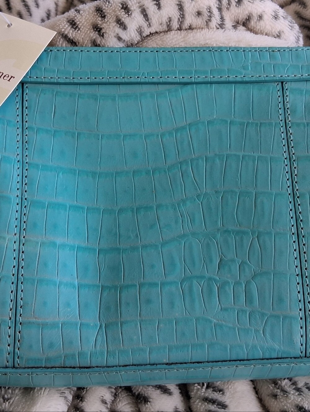 Etienne Aigner Turquoise Croc-Embossed Women's Clutch NWT
